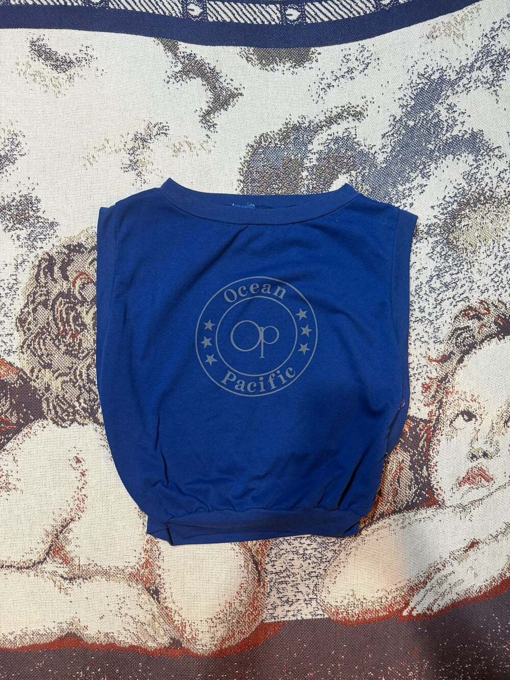 Vintage 90s Ocean Pacific Sleeveless Cropped Tank Top with Button Detail
